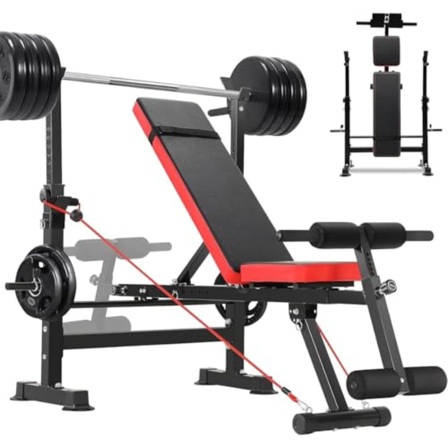 Bench Press Adjustable Incline - مجموعة مقعد تمارين بوزن 900 رطل