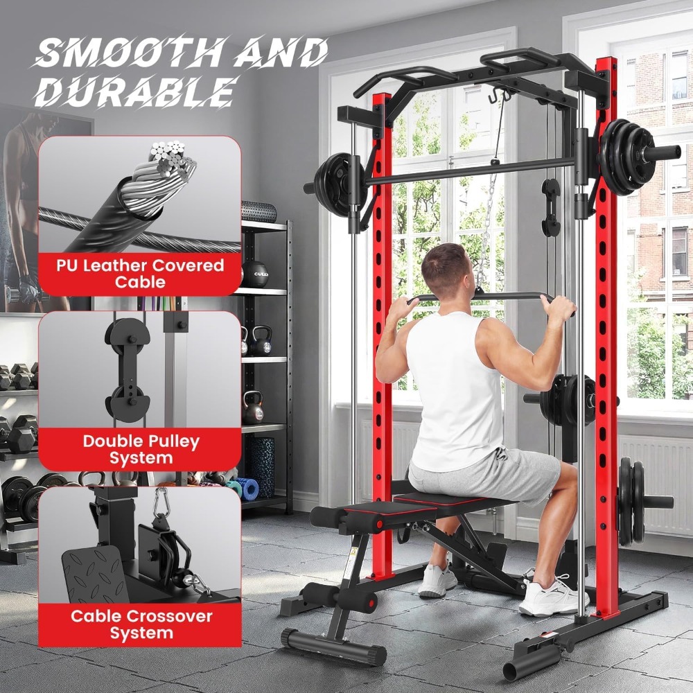 جهاز سميث متعدد الوظائف مع قضي - مراجعة Smith Machine Home Gym Power Rack وسعره
