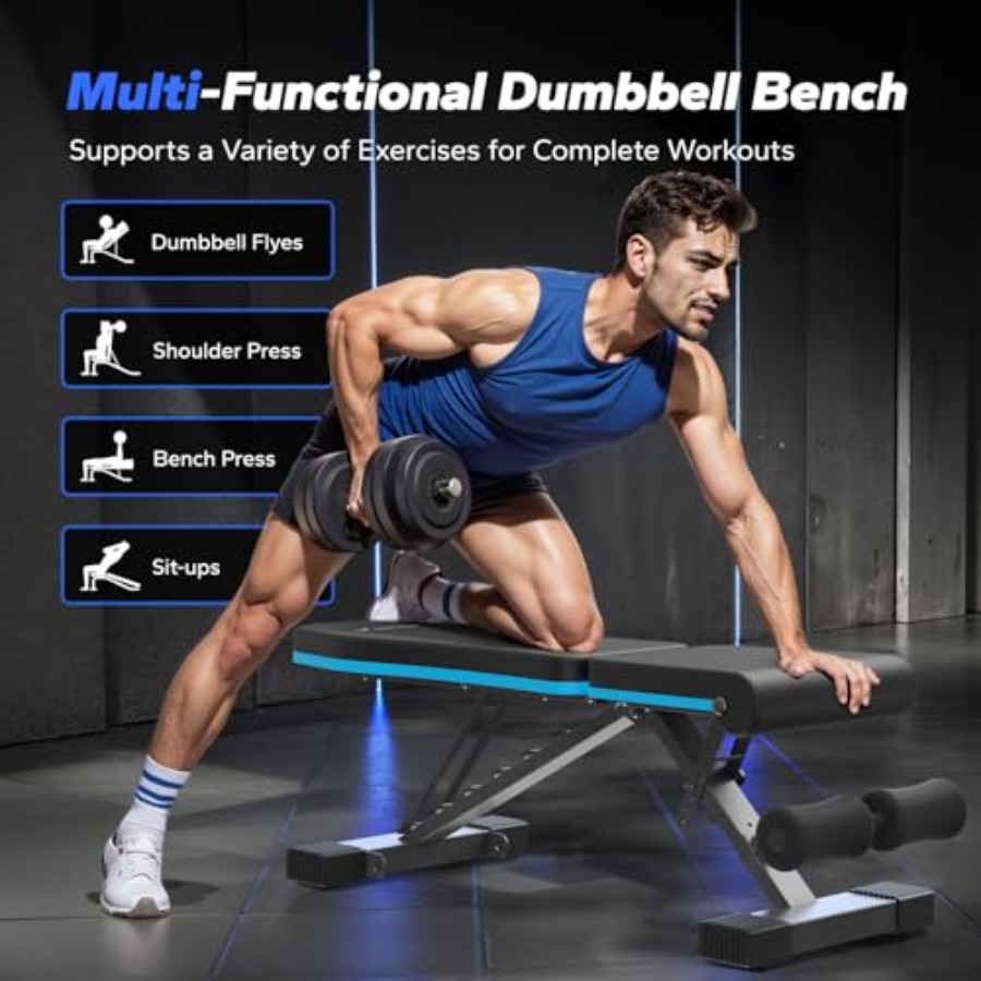 مقعد تدريب قابل للطي للصالة ال - مراجعة Bench Press Adjustable Incline وسعره