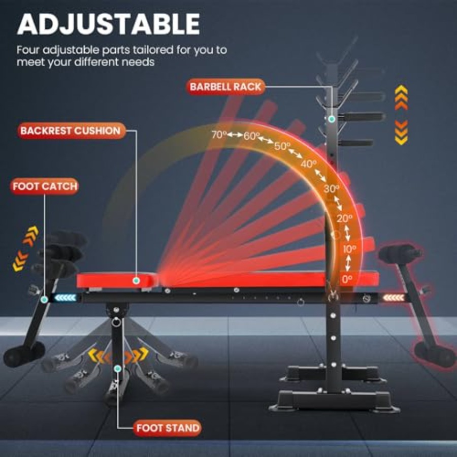 مجموعة مقعد تمارين بوزن 900 رط - مراجعة Bench Press Adjustable Incline وسعره