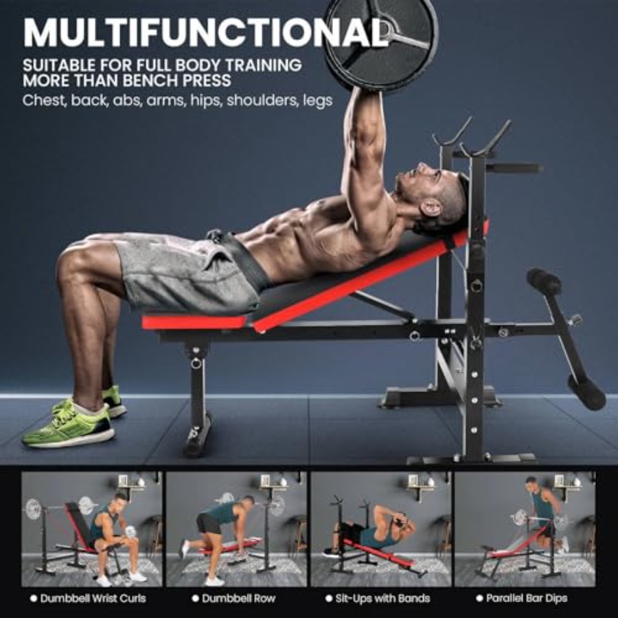 مجموعة مقعد تمارين بوزن 900 رط - مراجعة Bench Press Adjustable Incline وسعره