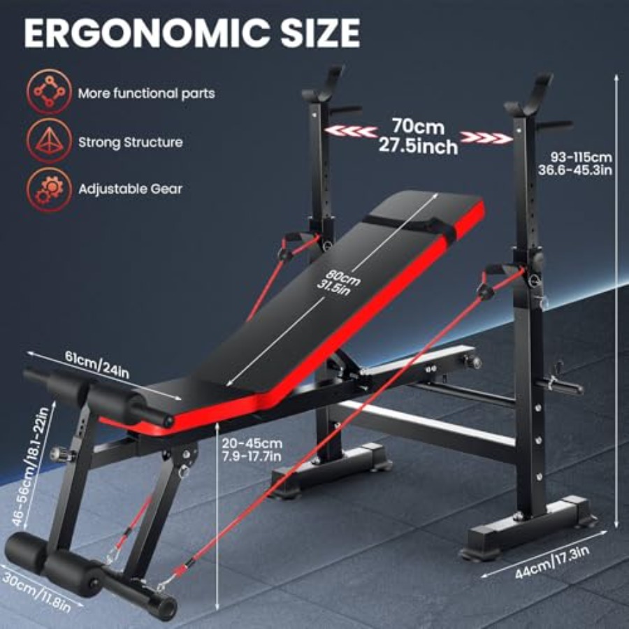 مجموعة مقعد تمارين بوزن 900 رط - مراجعة Bench Press Adjustable Incline وسعره